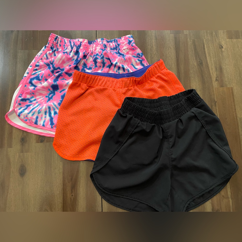 Bundle Kids' Athletic Shorts - Black, Orange, Pink Tie-Dye